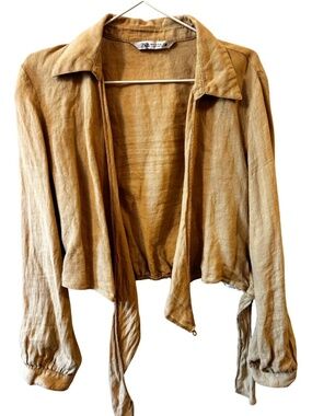 Zara Wrap Top - 100% Linen - Nude/ Beige